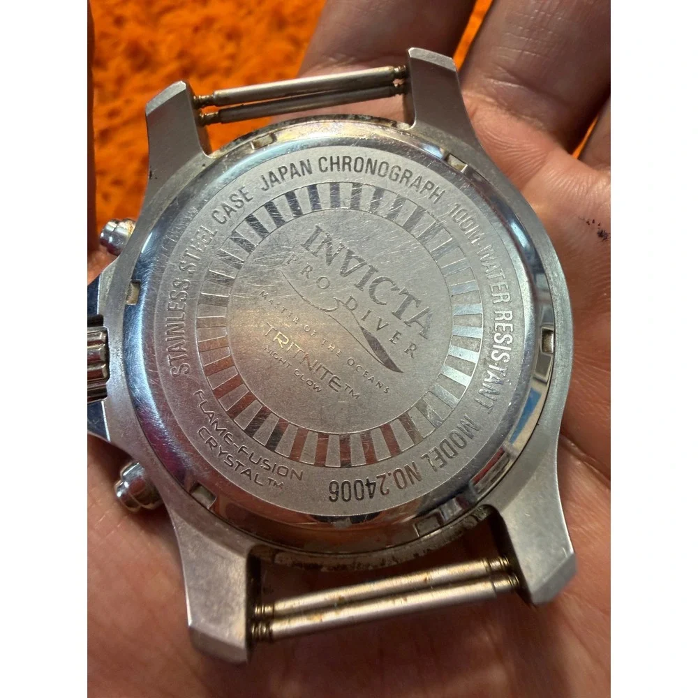Invicta Pro Diver 24006 Chronograph Watch Gold Dial Stainless Steel Case 48mm